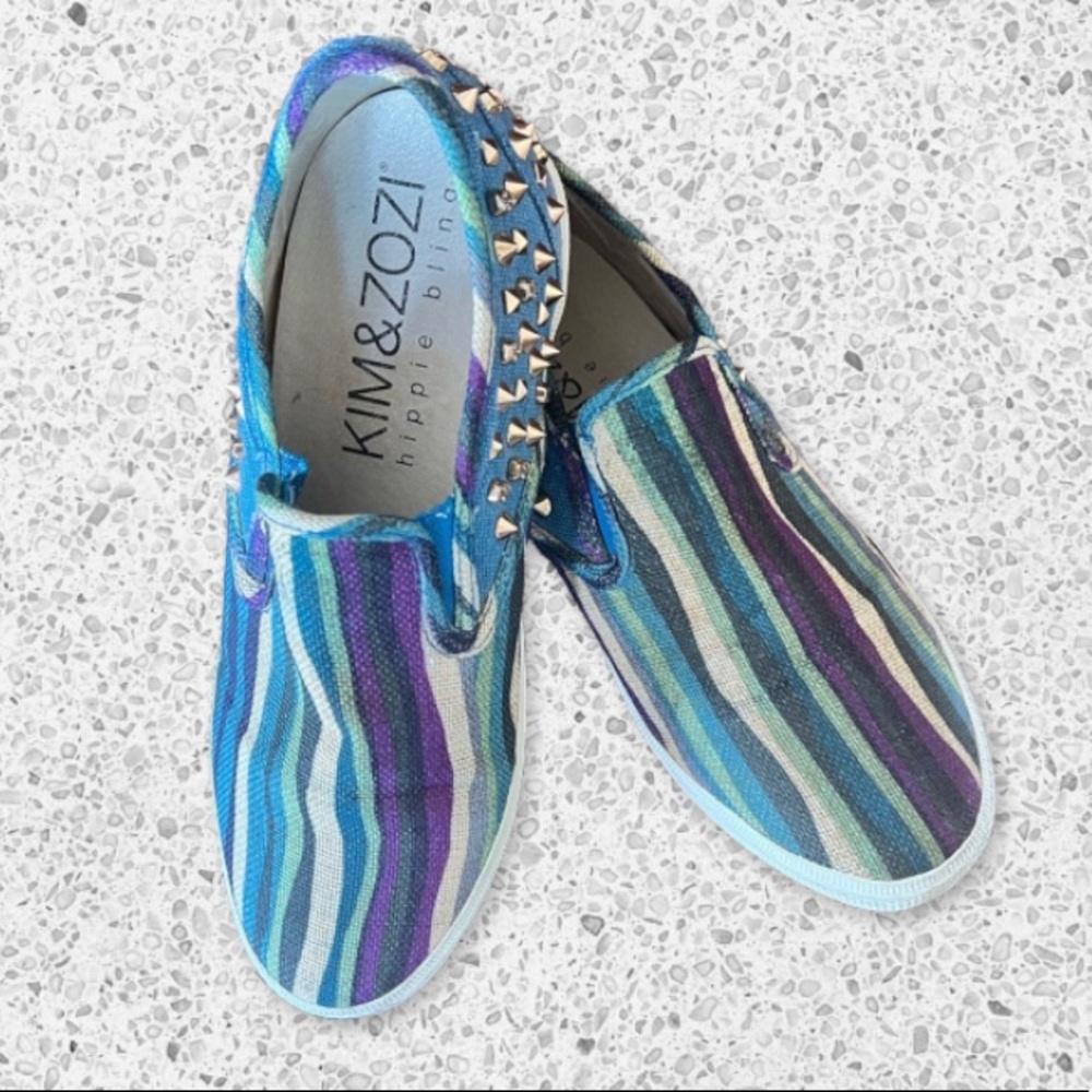 Kim & Zozi Hippie Bling Slip-on Sneaker w/ Metal skulls and Spikes